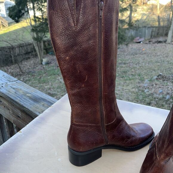 Vintage Civico 10 Brown Leather Riding Boots Women Sz 10 Braid Accent Side Zip - Picture 8 of 11